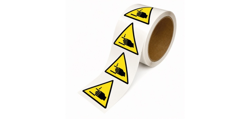 Rouleau de Pictos de Danger - Danger Écrasement des mains - W024 25 mm
