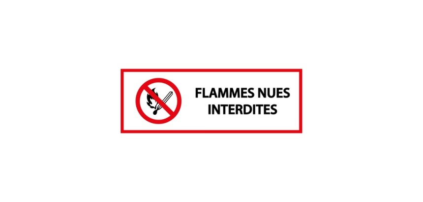 Panneau d'interdiction - Flammes nues interdites - P003 297 x 105 mm Vinyle Souple Autocollant