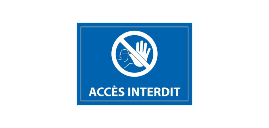 Plaque Interdiction - Accès interdit - 100x140 mm - Gravoply Bleu