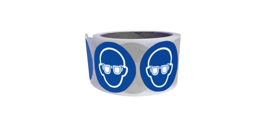 Rouleau de pictos - Lunettes protection obligatoires - M004 25 mm