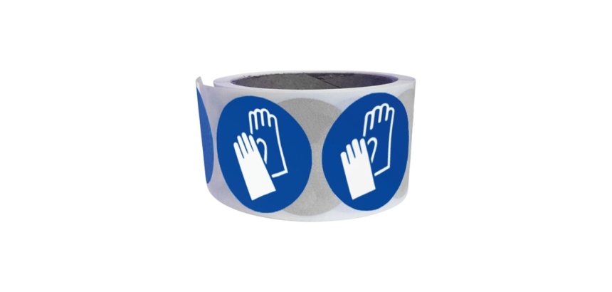 Rouleau de pictos - Gants de protection obligatoires - M009 25 mm
