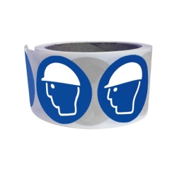 Rouleau de 250 pictos - Casque protection obligatoire - M014 25 mm