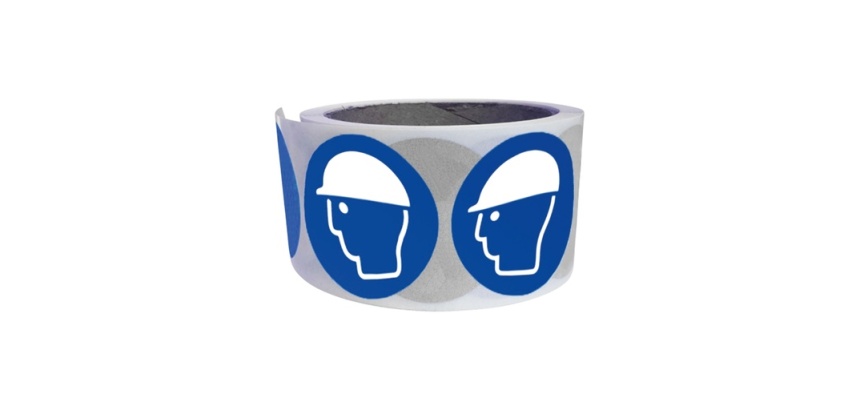 Rouleau de 250 pictos - Casque protection obligatoire - M014 25 mm