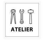 Signalétique information - ATELIERS - fond blanc 250 x 250 mm