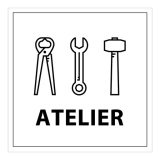 Panneau d'information - Pictogramme Ateliers - 250 x 250 mm PVC 2 mm