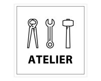 Panneau d'information - Pictogramme Ateliers - 250 x 250 mm PVC 2 mm