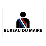 Signalétique information - BUREAU DU MAIRE+ symbole - fond blanc 300 x 200 mm  (PVC)