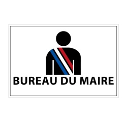 Signalétique information - BUREAU DU MAIRE+ symbole - fond blanc 300 x 200 mm