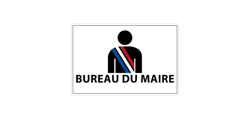 Panneau d'information - Pictogramme Bureau du Maire - 300 x 200 mm Vinyle Souple Autocollant