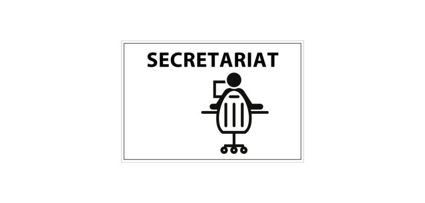 Signalétique information - SECRETARIAT + symbole - fond blanc 300 x 200 mm