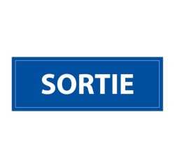 Signalétique information - SORTIE - fond bleu 210 x 75 mm