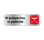 Panneau « Ni prospectus, ni publicité » adhésif | PVC 150 x 47 mm Blanc
