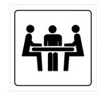 Plaque de signalétique - Pictogramme "Salle de Réunion" - Gravoply 100 x 100 mm Noir sur fond Blanc