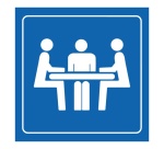 Plaque de signalétique - Pictogramme "Salle de Réunion" - Gravoply 100 x 100 mm Noir sur fond Blanc