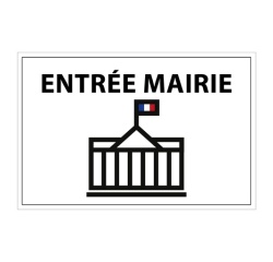 Signalétique information - ENTREE MAIRIE+ symbole - fond blanc 300 x 200 mm