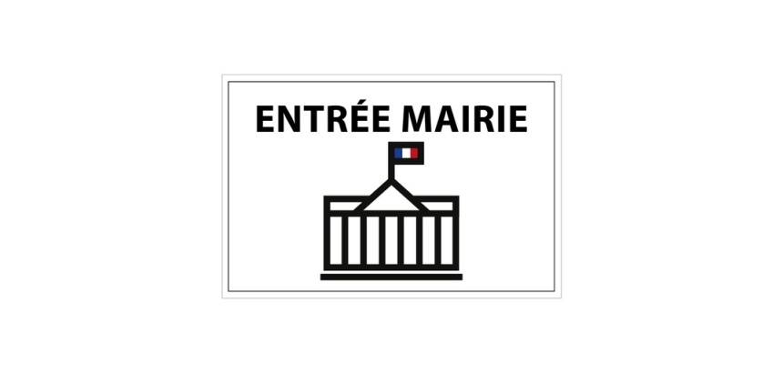 Signalétique information - ENTREE MAIRIE+ symbole - fond blanc 300 x 200 mm