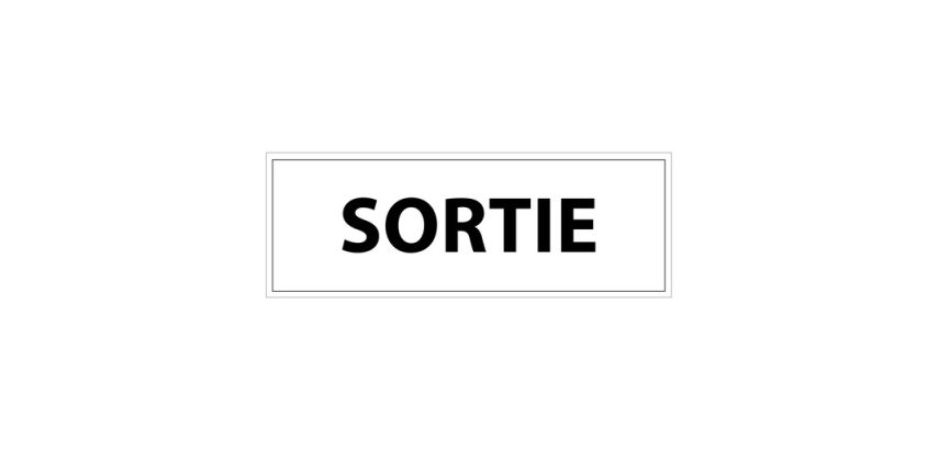 Signalétique d'information Entreprise - Sortie - 210 x 75 mm Vinyle Souple Autocollant Blanc