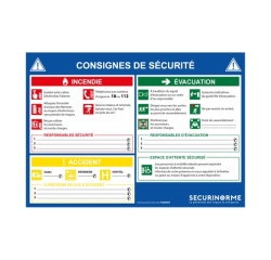 Panneau de consignes sécurité incendie évacuation pour ERP - A4