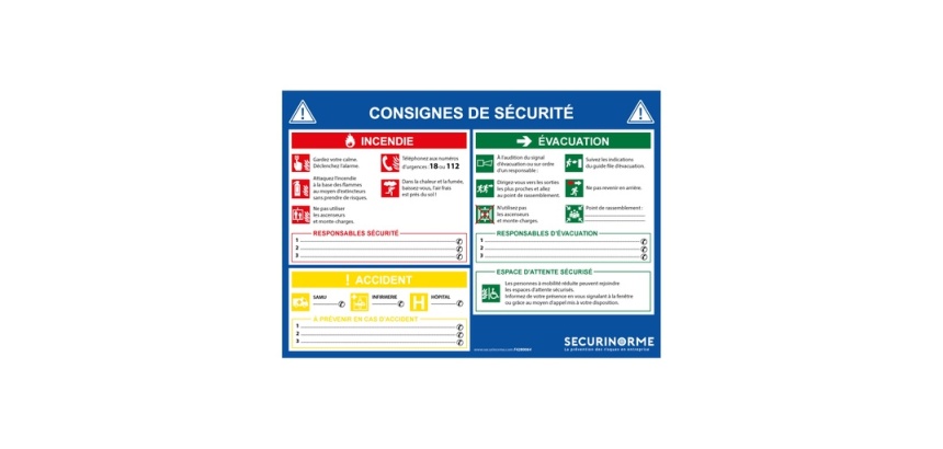 Panneau de consignes sécurité incendie évacuation pour ERP - A4