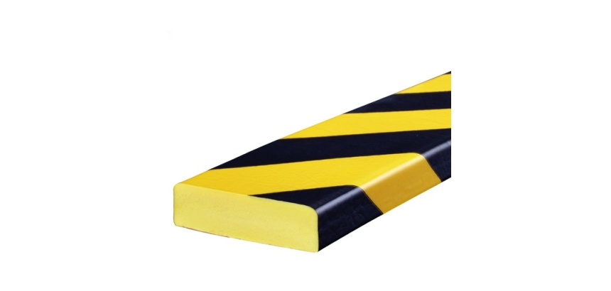 Butoir protection murale flexible jaune/noir – Longueur 1 m
