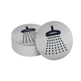 Pictogramme rond de porte - Douche-  83mm - Acier brossé