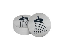 Pictogramme rond de porte - Douche-  83mm - Acier brossé