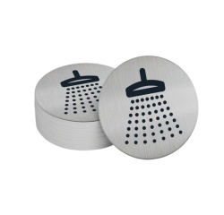 Pictogramme rond de porte - Douche-  83mm - Acier brossé