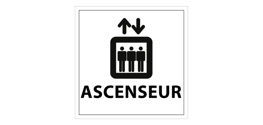 Panneau d Information - Pictogramme Ascenseur - 250 x 250 mm Vinyle Souple Autocollant