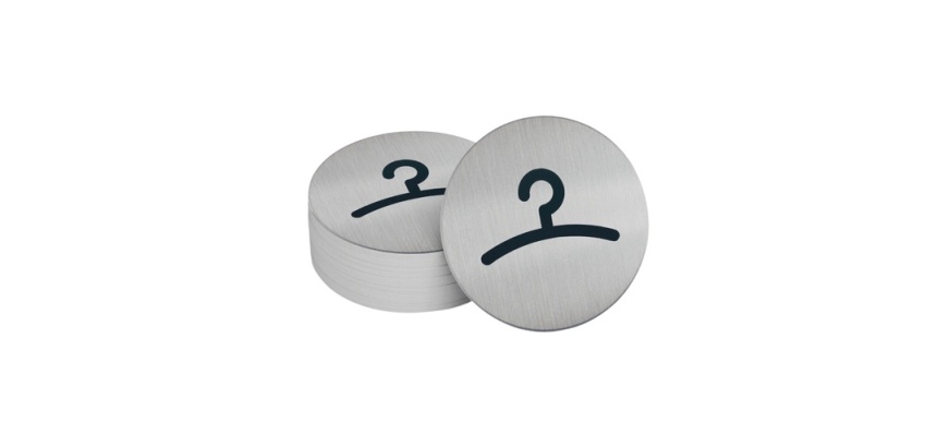 Pictogramme Vestiaire rond Ø83 mm aluminium brossé