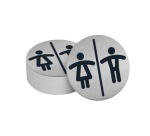 Pictogramme rond de porte - Toilettes Mixtes H/F - diam : 83mm  - acier