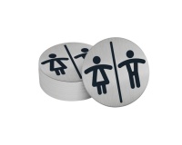 Pictogramme rond de porte - Toilettes Mixtes H/F - diam : 83mm  - acier