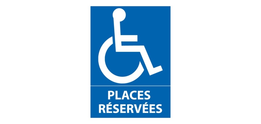 Panneau orientation - Parking places réservées handicapé 210 x 150 mm Vinyle Souple Autocollant