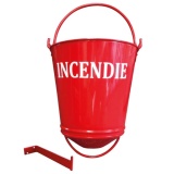 Seau à incendie - Métal rouge - Support inclus - Capacité 11 L