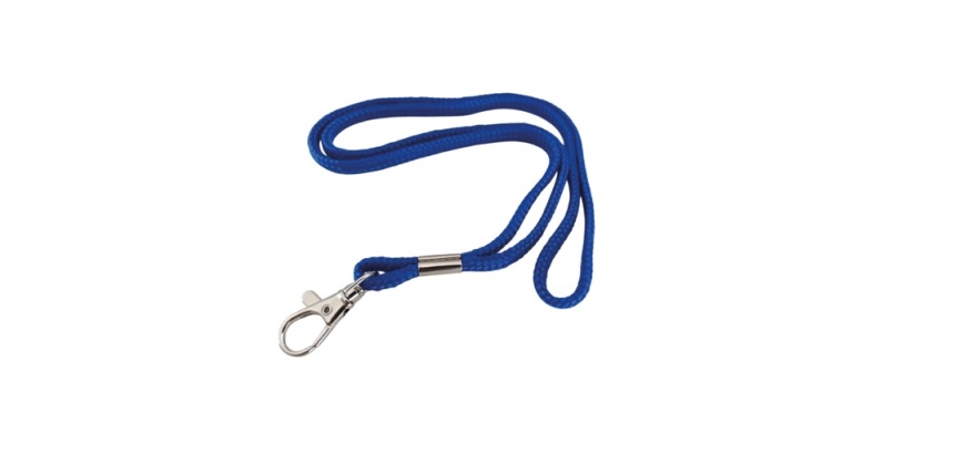 Cordon pour sifflet ou badge avec mousqueton - 90 cm - Bleu