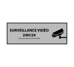 Signalétique de vidéoprotection - Surveillance vidéo 24h/24h 210 x 75 mm Vinyle Souple Autocollant Blanc