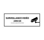 Signalétique de vidéoprotection - Surveillance vidéo 24h/24h 210 x 75 mm Vinyle Souple Autocollant Blanc