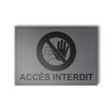 Plaque gravée - ACCES INTERDIT (Noir Sur Inox)