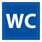 Panneau d'information WC - signalétique toilettes 200 x 200 mm PVC 2 mm Blanc sur fond Bleu