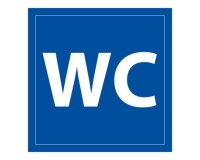 Panneau d'information WC - signalétique toilettes 200 x 200 mm PVC 2 mm Blanc sur fond Bleu