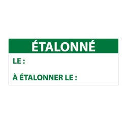 Étiquettes contrôle "ÉTALONNÉ LE" - 38 x 16mm - Polymère - 350 ex