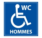 Panneau signalétique WC Hommes PMR ISO 7010 accessibilité