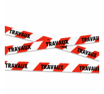 Ruban - Signalisation "TRAVAUX" Rouge  Blanc - 100m x 50mm