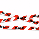 Ruban - Signalisation "TRAVAUX" Rouge  Blanc - 100m x 50mm