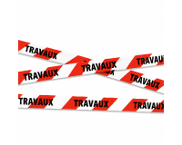 Ruban - Signalisation "TRAVAUX" Rouge  Blanc - 100m x 50mm