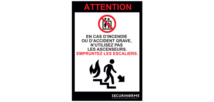 Poster - Consignes évacuation escaliers - A3 plastifié Droite