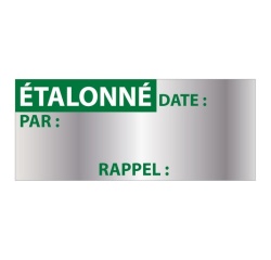 Étiquettes inspection aluminium "Étalonné" résistantes 350 ex