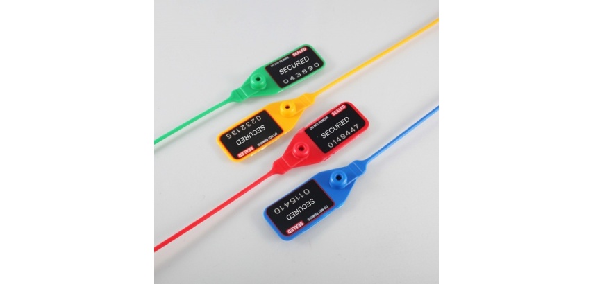 Scellés de Sécurité plastique SEALTEC - 100 ex - Norme 10/2011 EU 205 mm Rouge