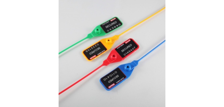 Scellés de Sécurité plastique SEALTEC - 100 ex - Norme 10/2011 EU 205 mm Jaune