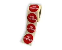Rouleau d'étiquettes d'inspection repositionnables  - "Non Conforme"