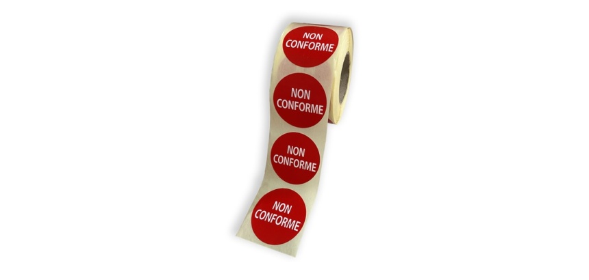 Rouleau d'étiquettes d'inspection repositionnables  - "Non Conforme"